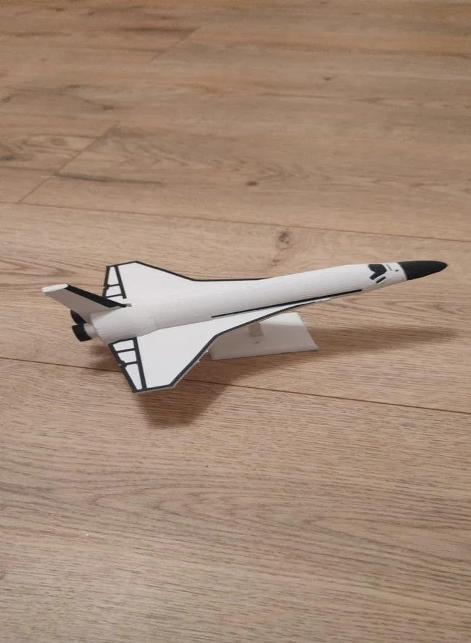 3D Craft Space Shuttle Model Display Piece, White and Black, Desktop Collectible with Stand - Image 1